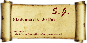 Stefancsik Jolán névjegykártya